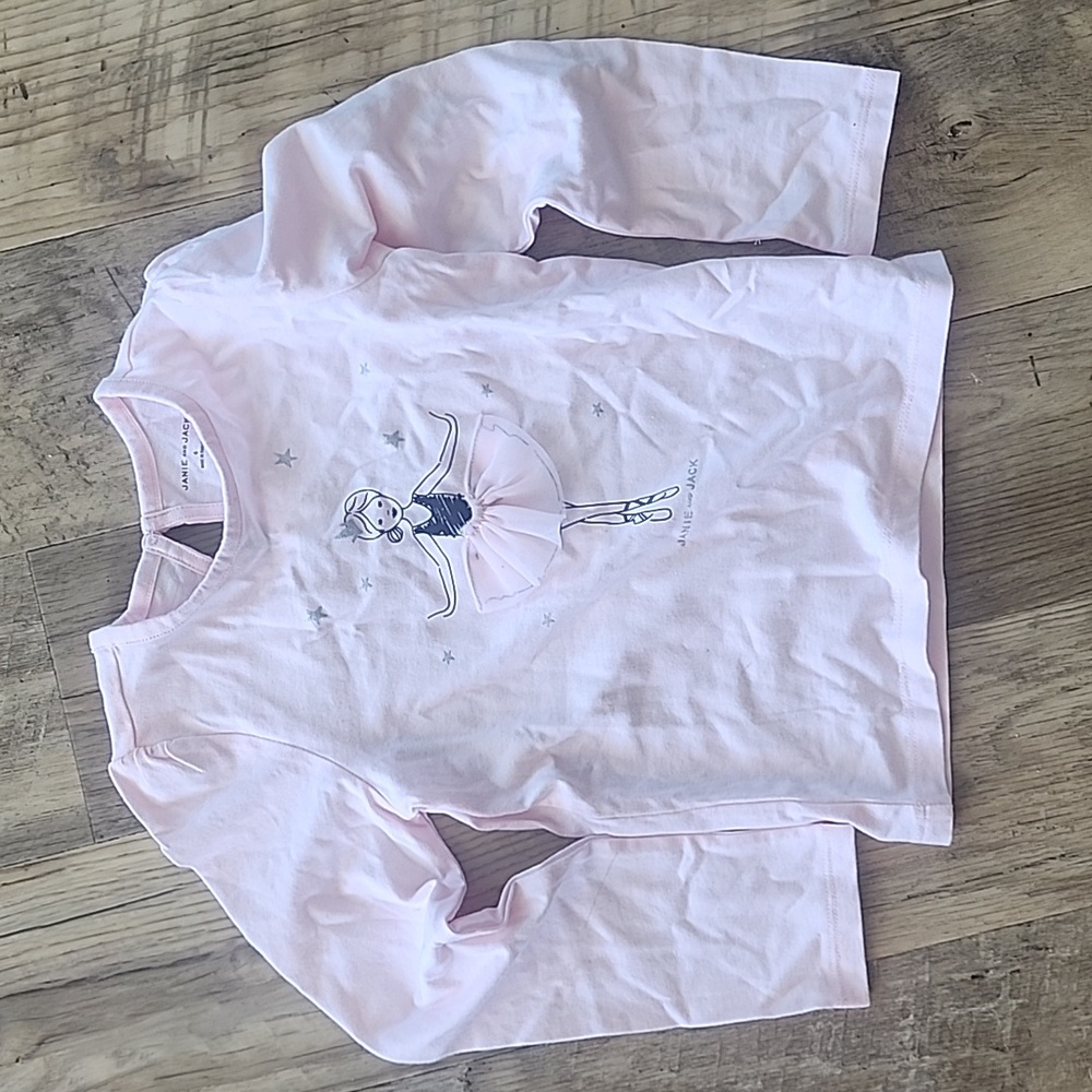Janie and jack pink ballerina long sleeve shirt size 6